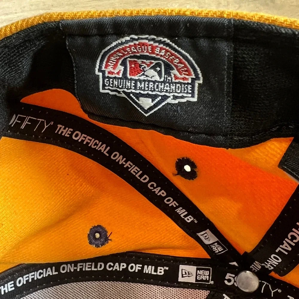 New Era 59FIFTY Montgomery Biscuits MiLB Fitted‎ Hat Yellow Navy Size 7 3/4